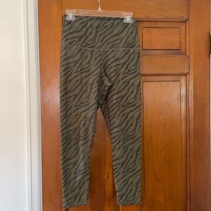 Army green patterned leggings